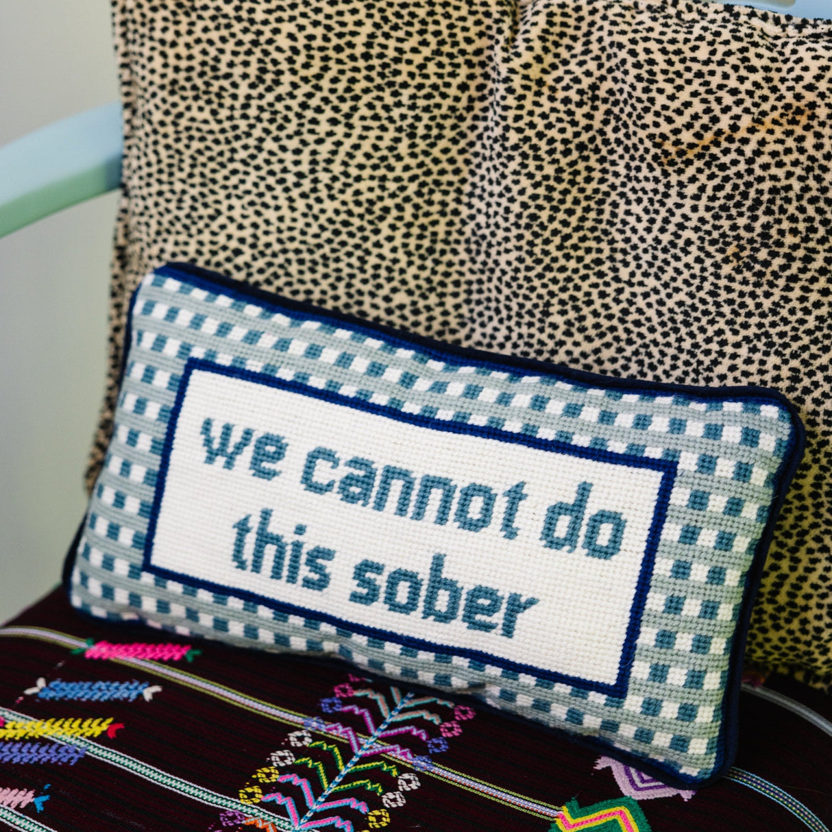 Sober Needlepoint Pillow from Furbish Studio
