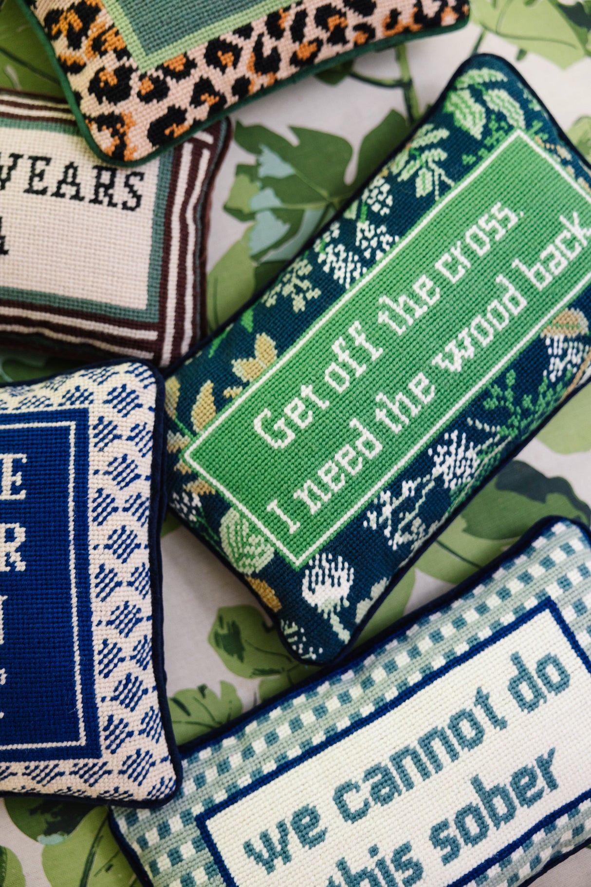 Get Off The Cross Needlepoint Pillow from Furbish Studio