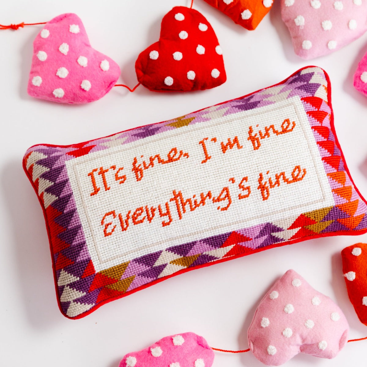 Everything's Fine Needlepoint Pillow from Furbish Studio