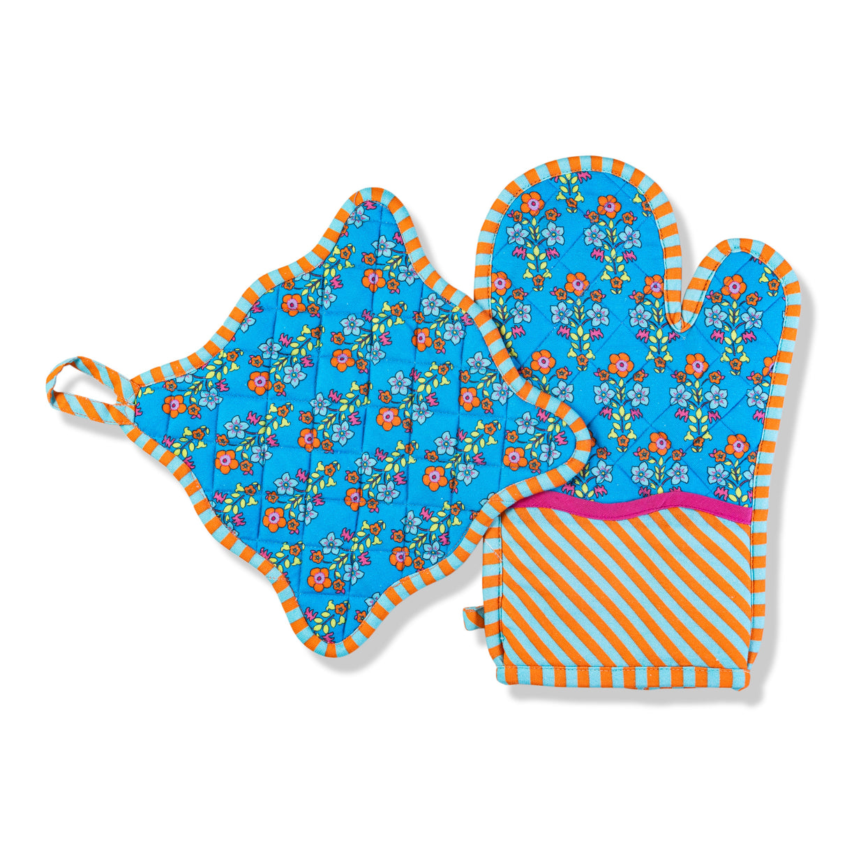 Blue Pot Holder & Oven Mitt from Furbish Studio
