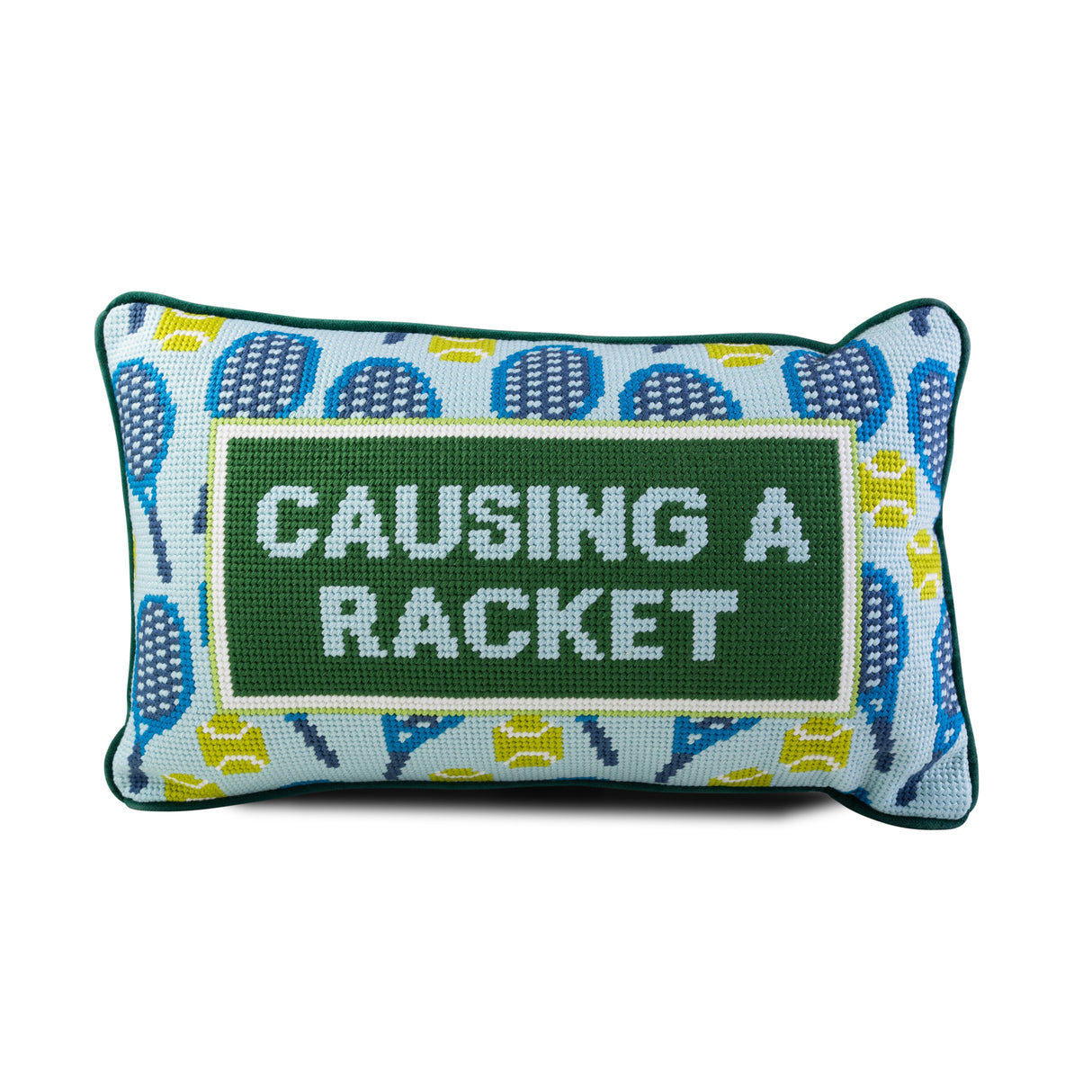Causing A Racket Needlepoint Pillow from Furbish Studio