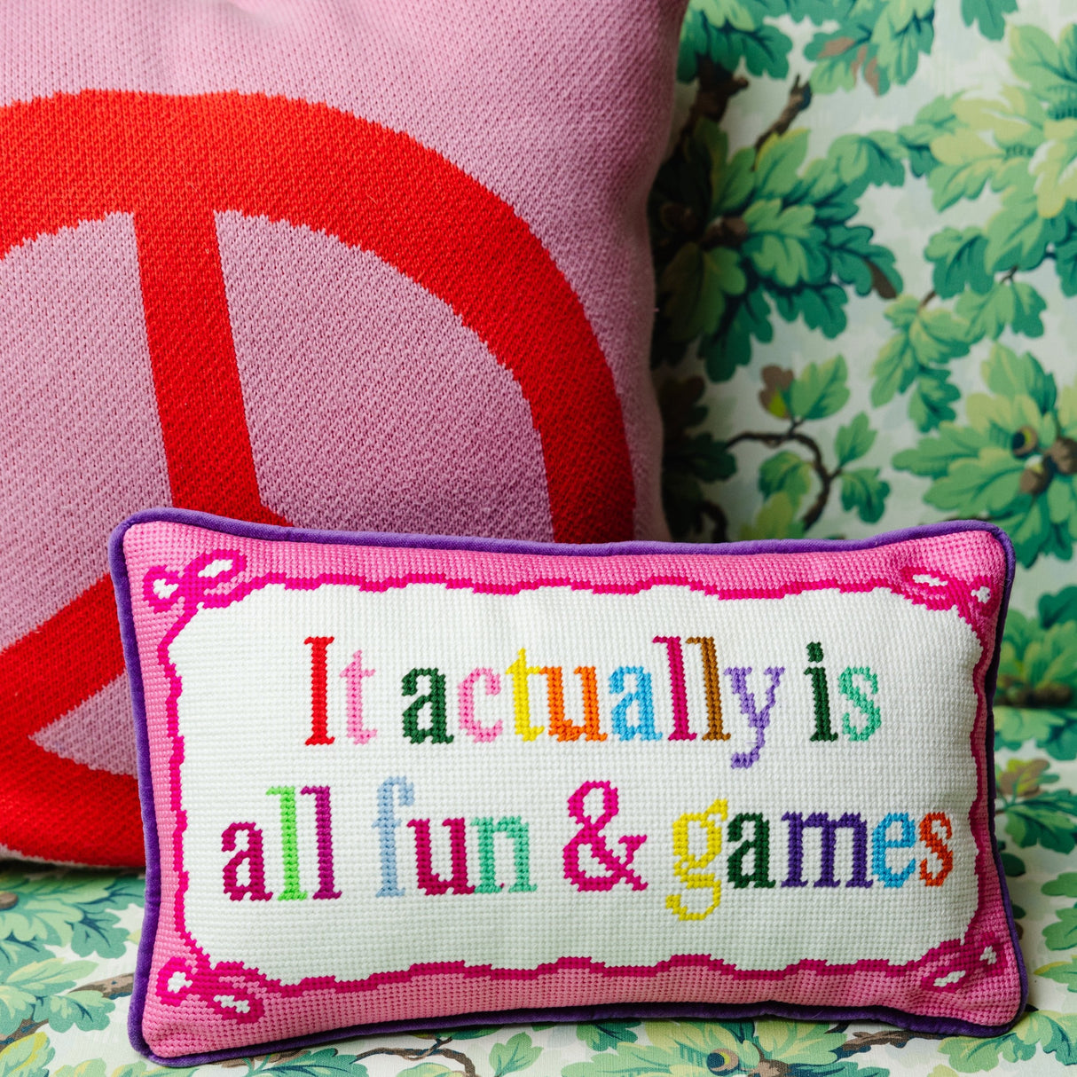 Fun And Games Needlepoint Pillow from Furbish Studio