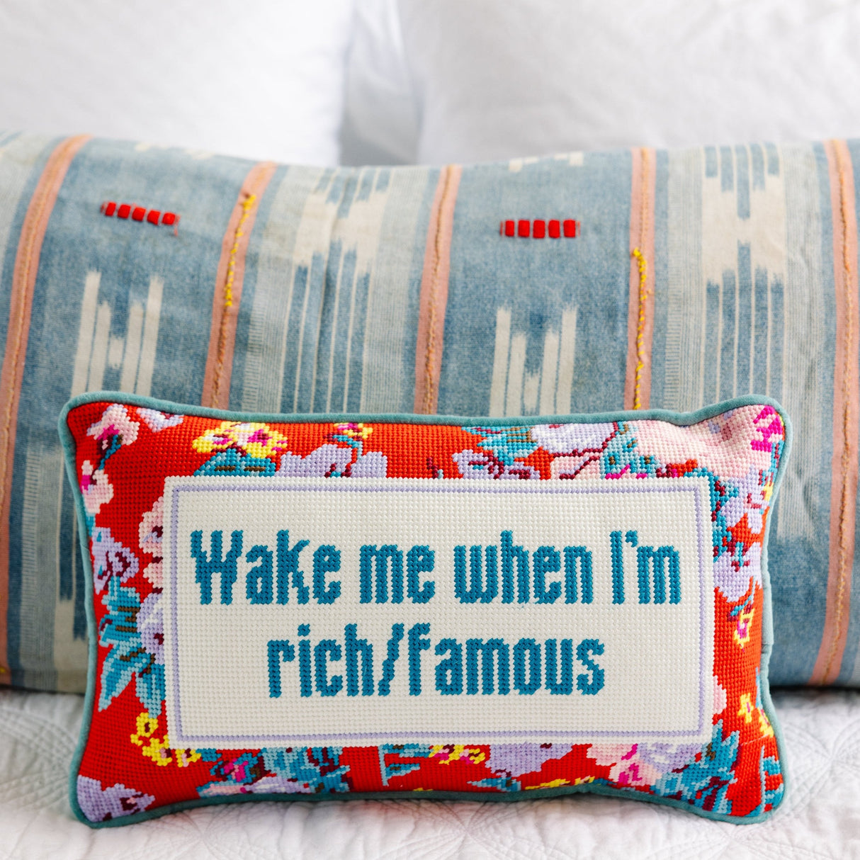 Rich And Famous Needlepoint Pillow from Furbish Studio