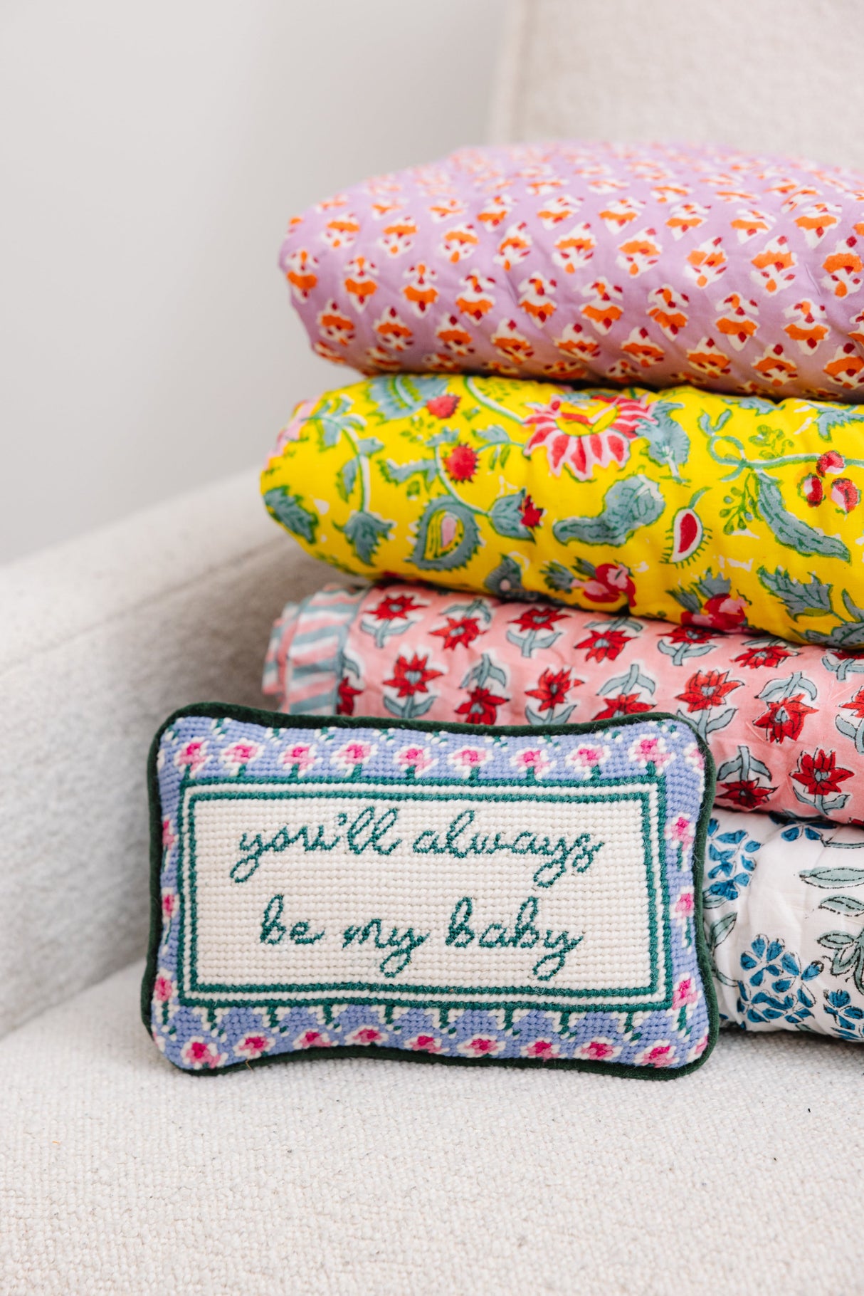 Be My Baby Mini Needlepoint Pillow From Furbish Studio