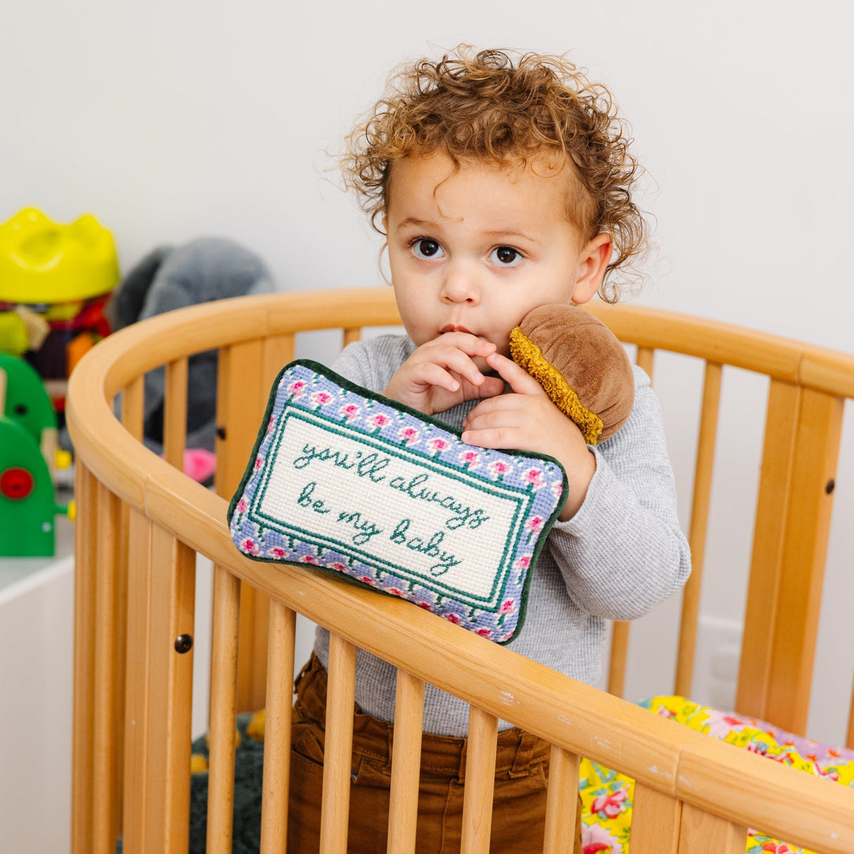 Be My Baby Mini Needlepoint Pillow From Furbish Studio