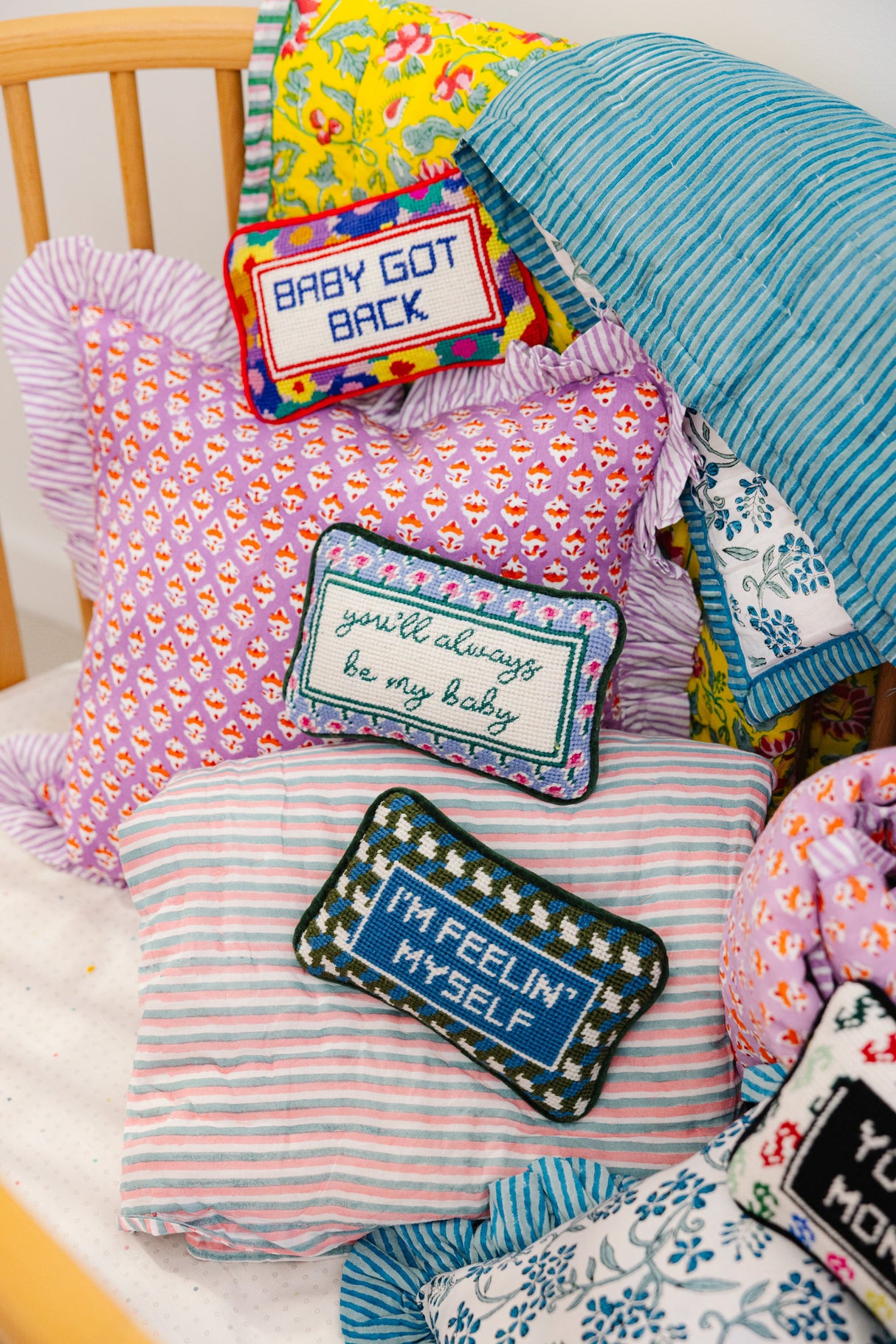 Be My Baby Mini Needlepoint Pillow From Furbish Studio