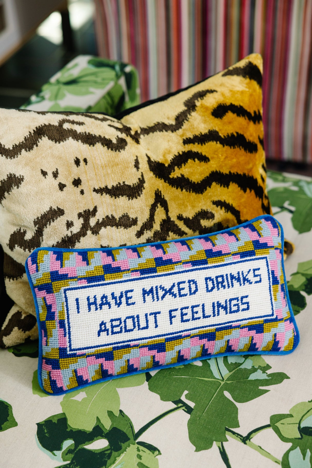 Mixed Drinks Needlepoint Pillow from Furbish Studio