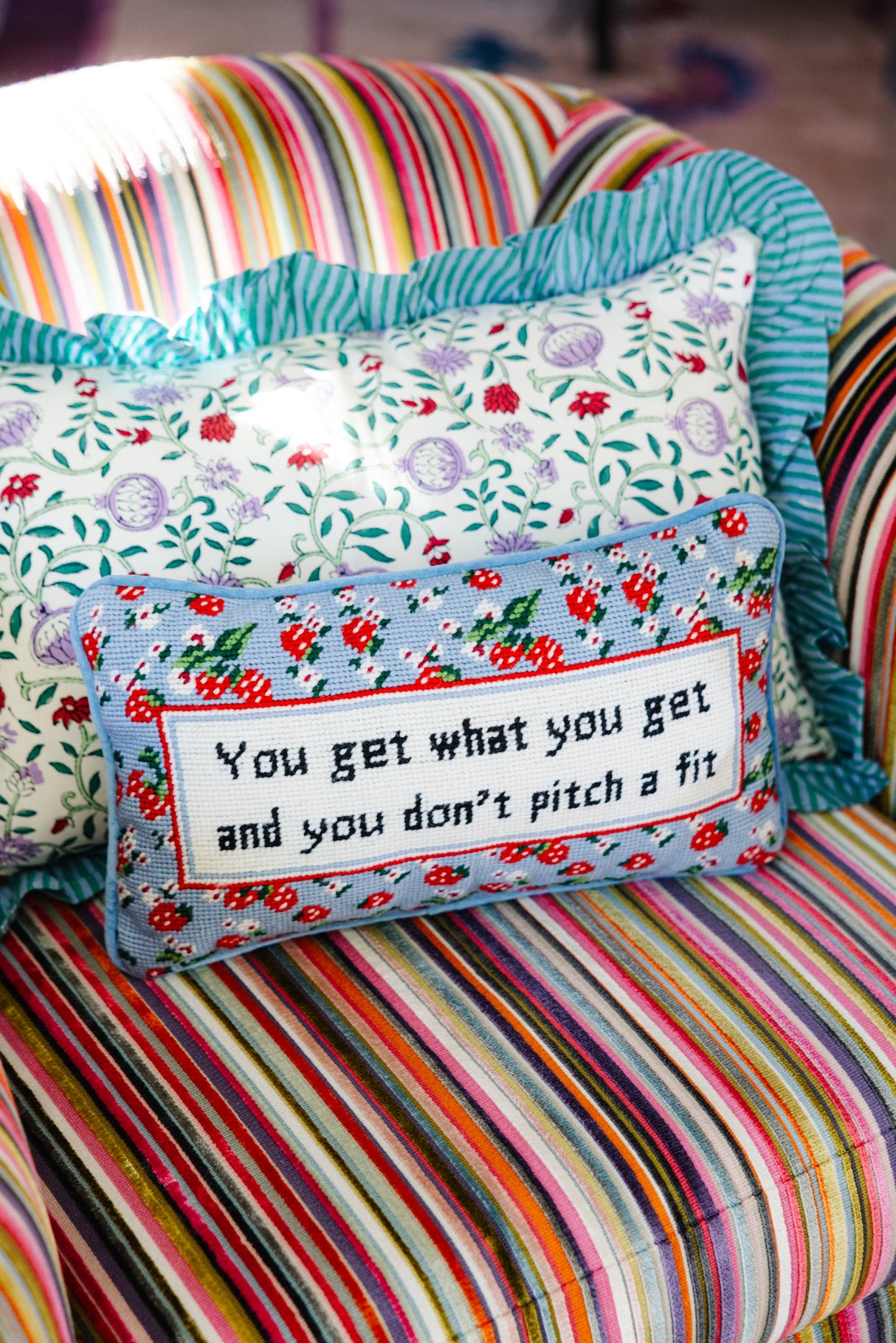 Get What You Get Needlepoint Pillow from Furbish Studio