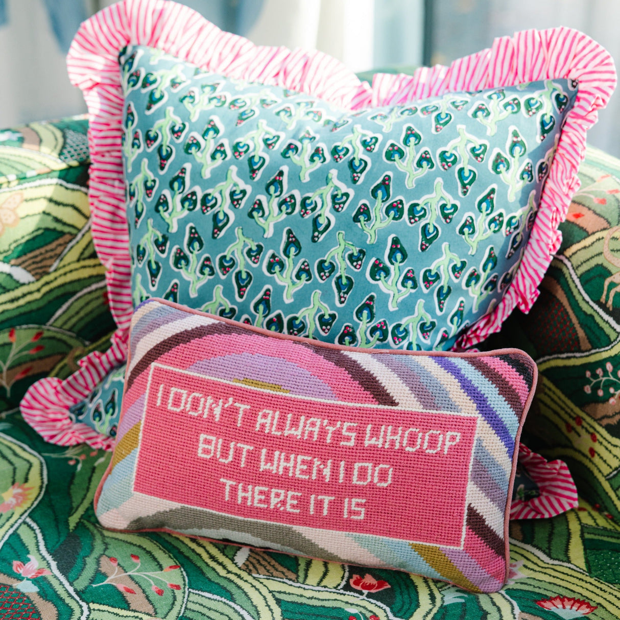 Whoop There It Is Needlepoint Pillow from Furbish Studio