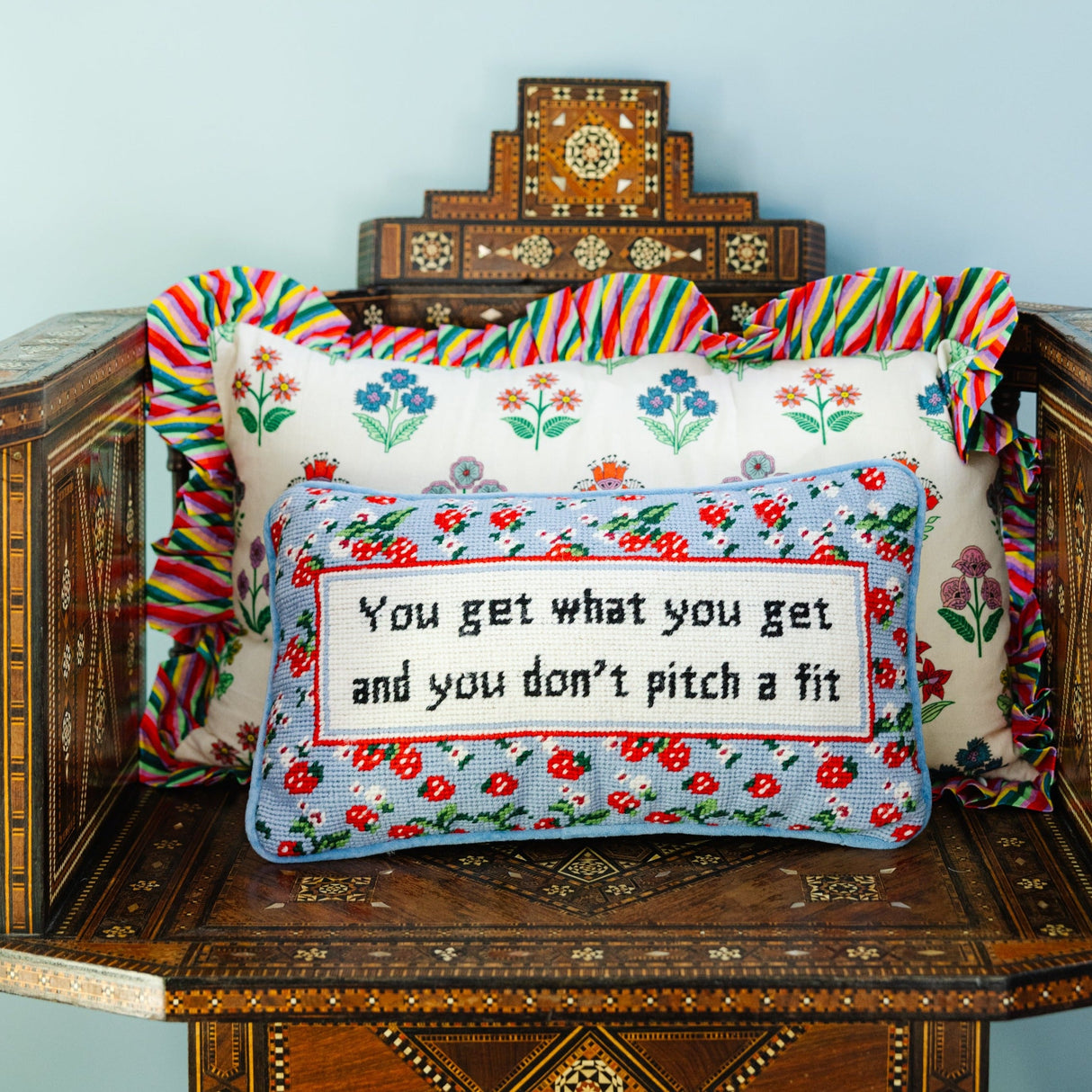 Get What You Get Needlepoint Pillow from Furbish Studio