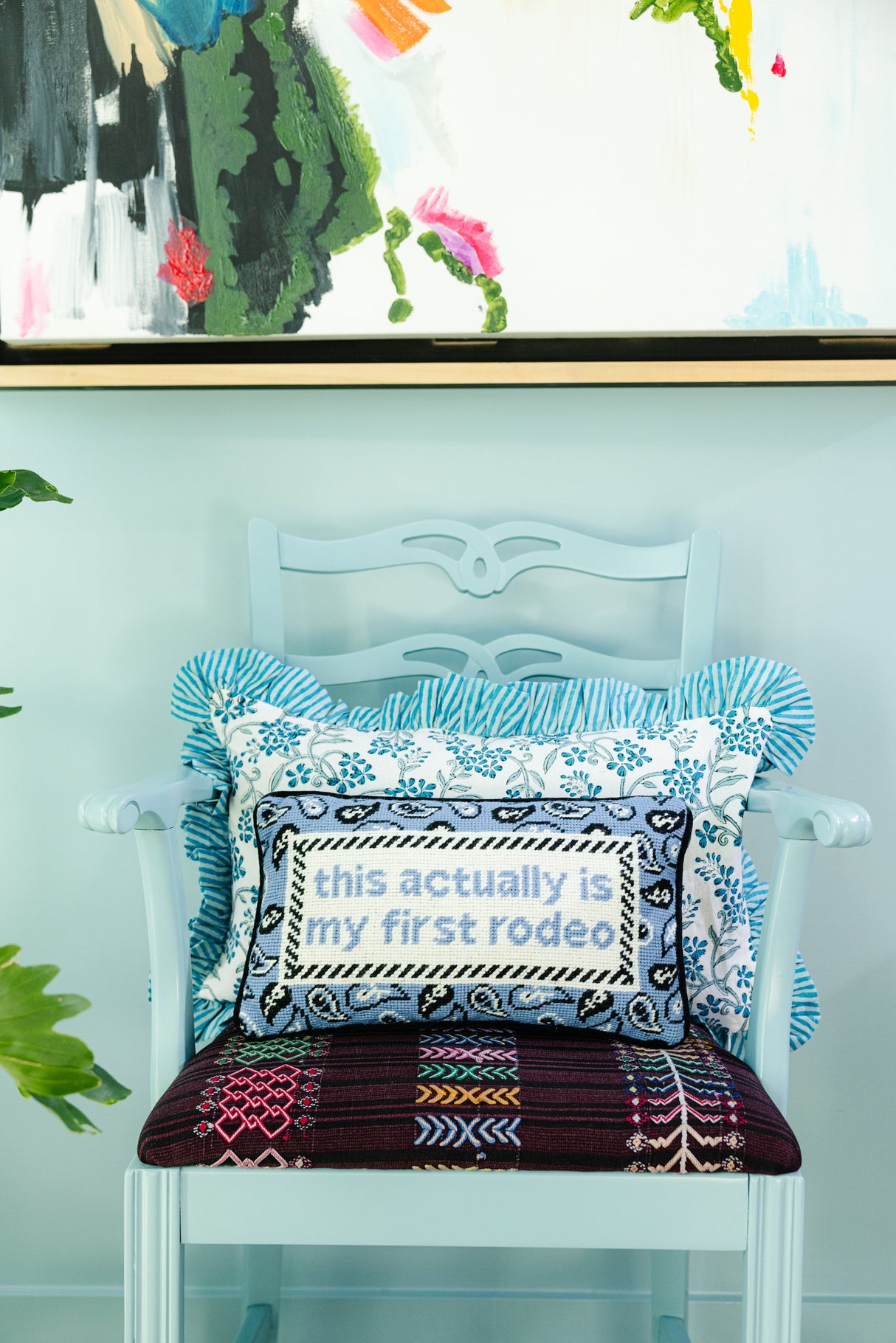First Rodeo Needlepoint Pillow from Furbish Studio