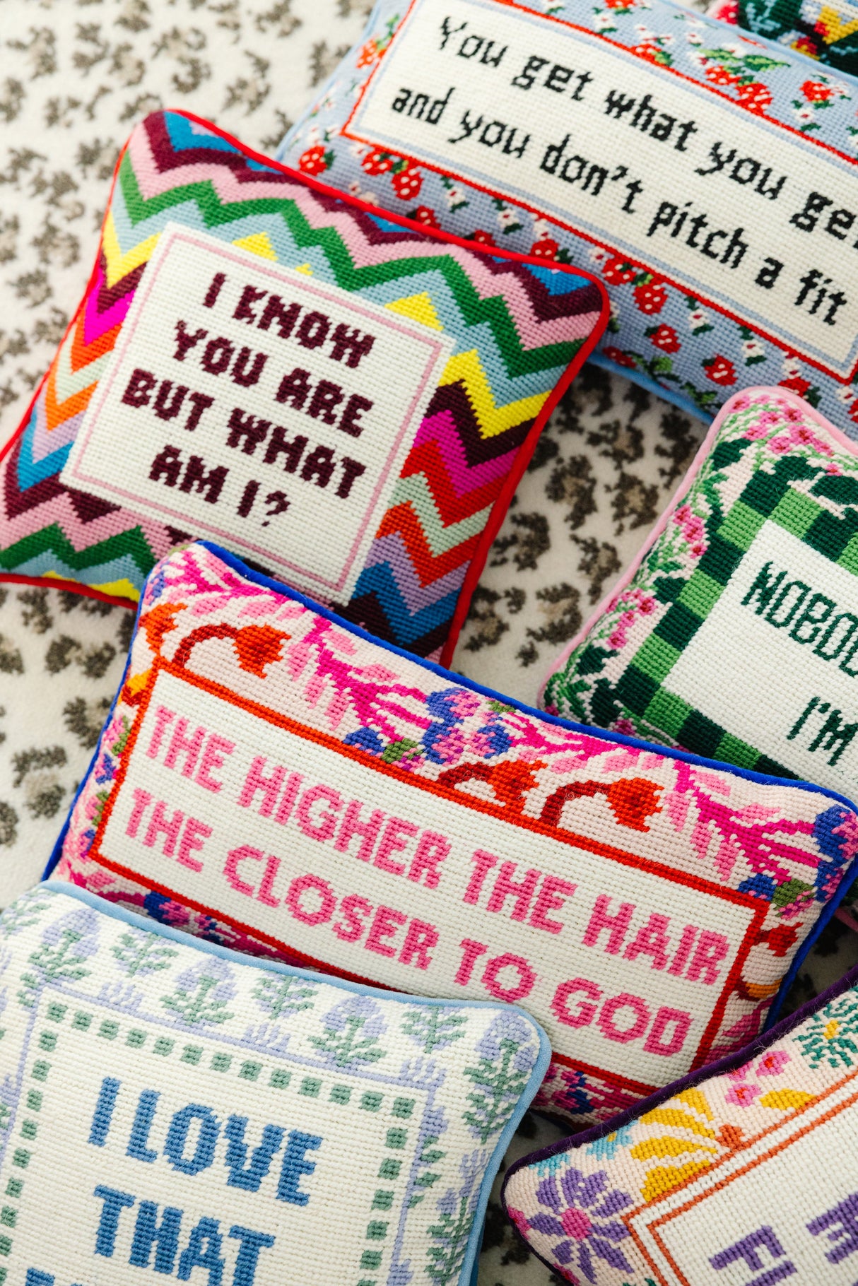 Higher The Hair Needlepoint Pillow from Furbish Studio