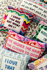 Higher The Hair Needlepoint Pillow from Furbish Studio