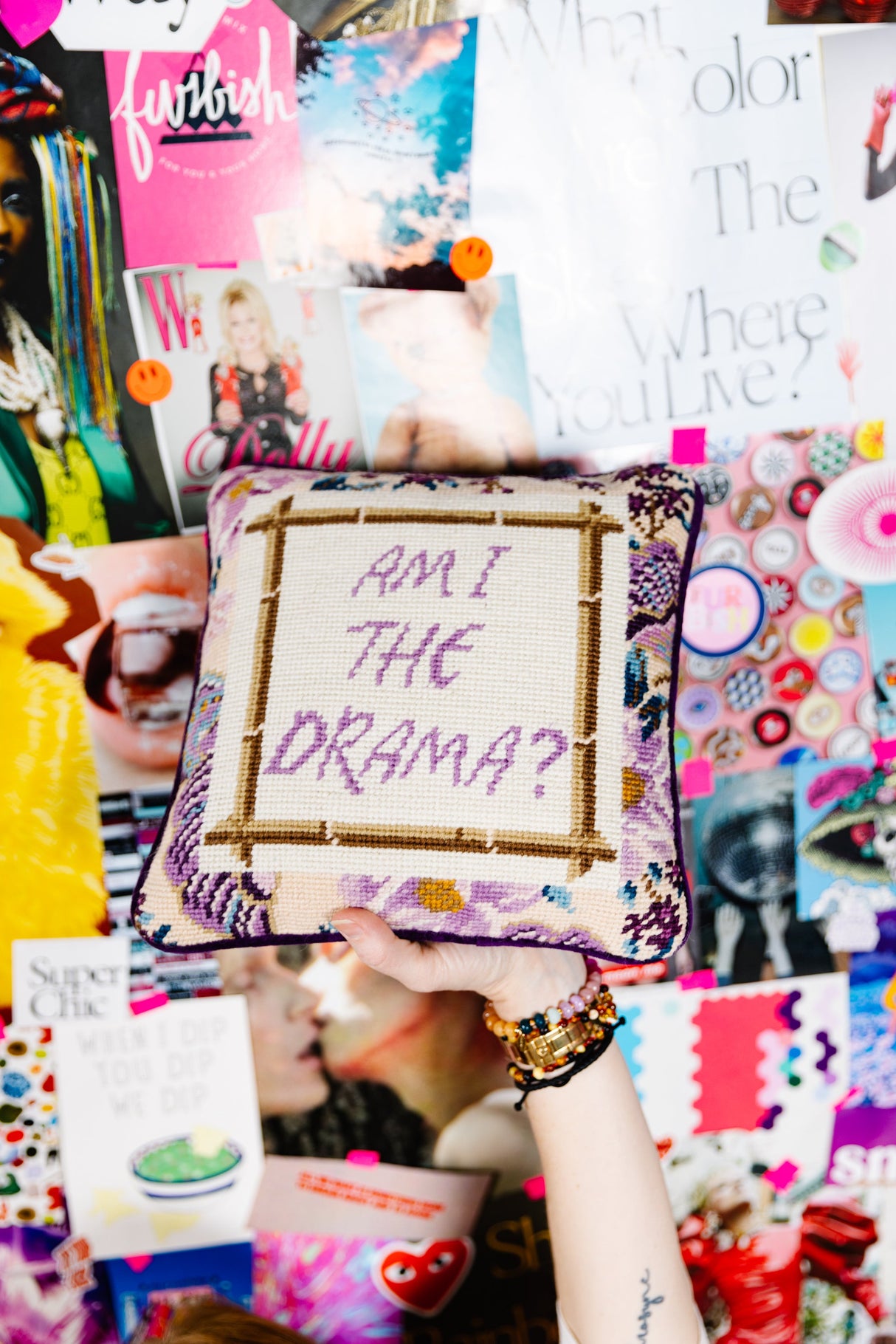 Drama Needlepoint Pillow from Furbish Studio