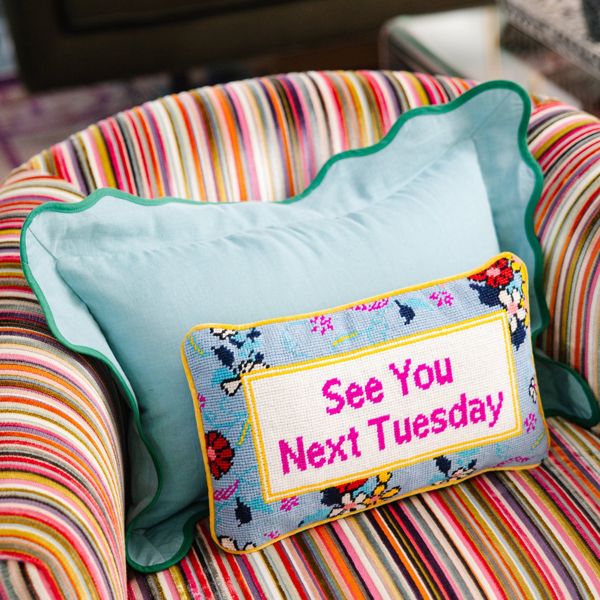 Next Tuesday Needlepoint Pillow from Furbish Studio