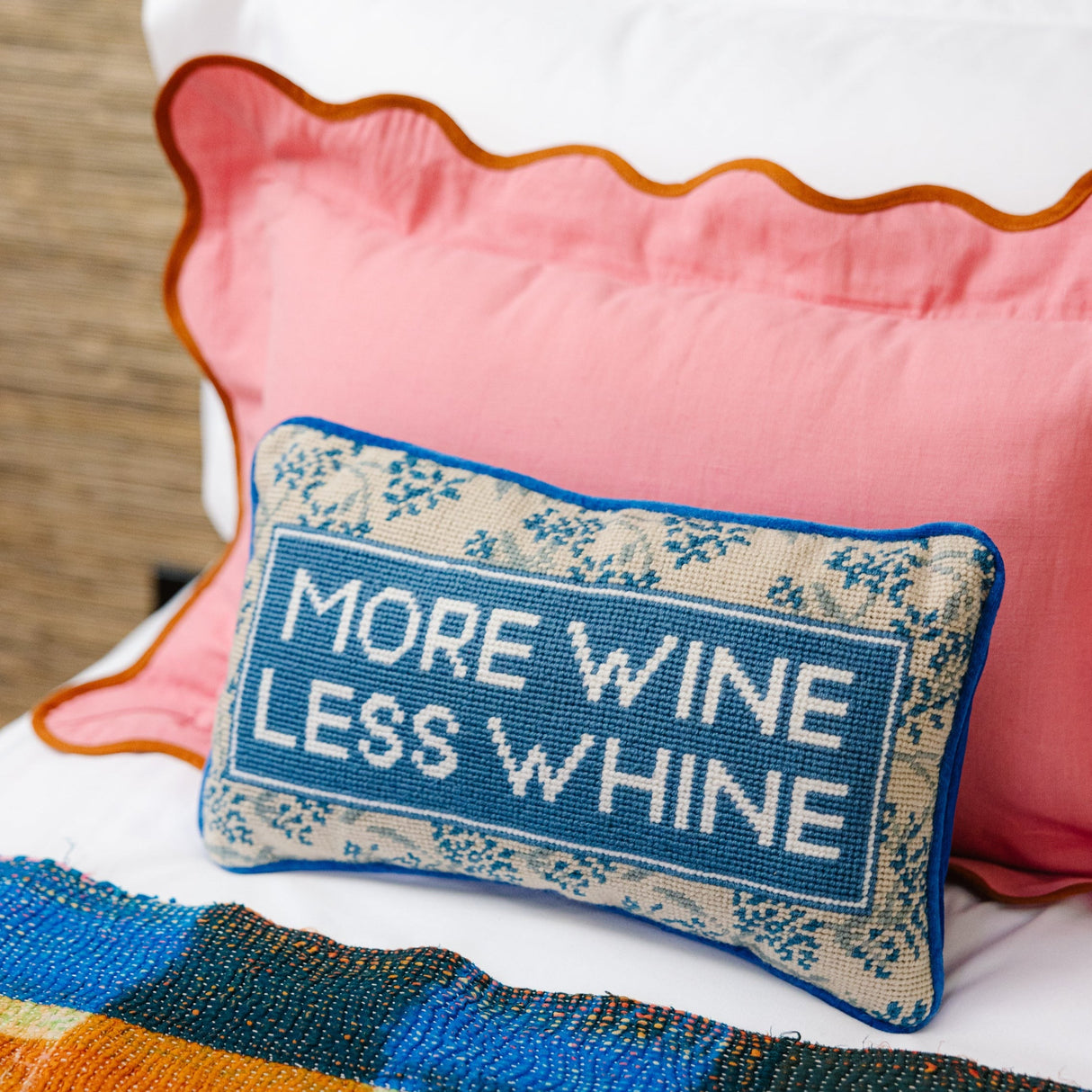 More Wine Needlepoint Pillow from Furbish Studio