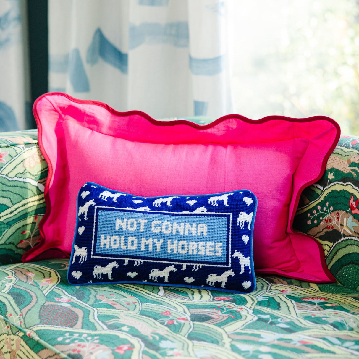 Hold My Horses Needlepoint Pillow from Furbish Studio