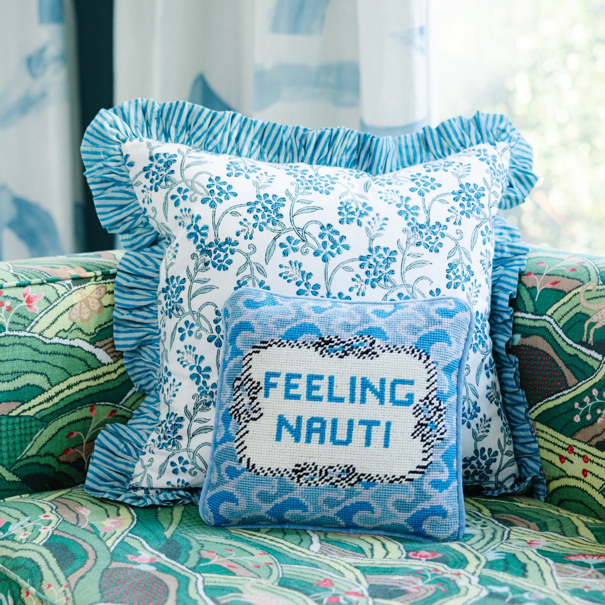 Nauti Needlepoint Pillow from Furbish Studio