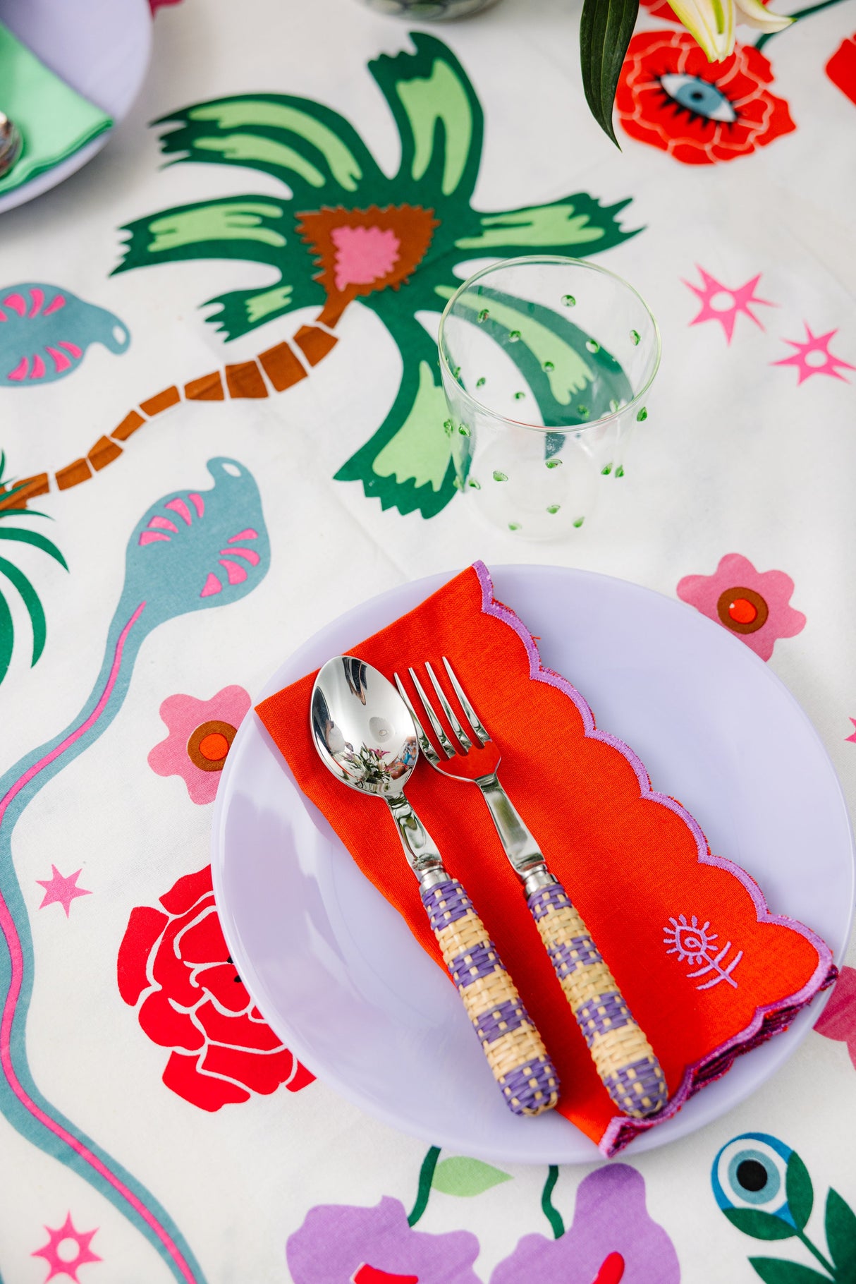 Icon Linen Napkins S/4 - Orange + Lilac from Furbish Studio