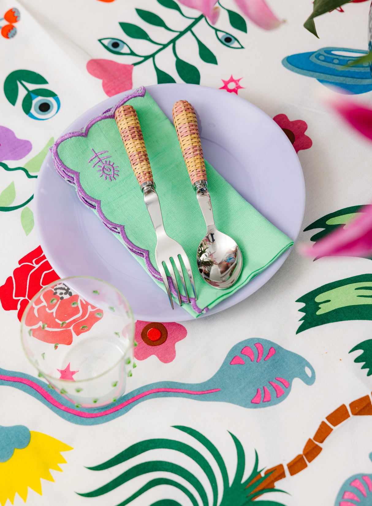 Icon Linen Napkins S/4 - Mint + Lilac from Furbish Studio