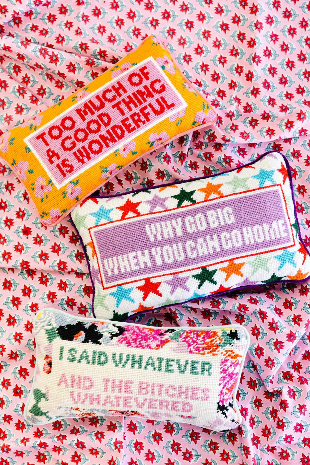 Too Much Needlepoint Pillow from Furbish Studio