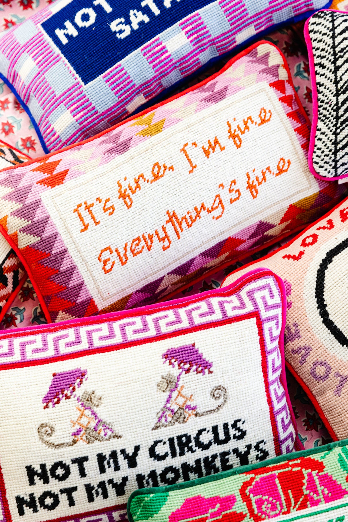 Everything's Fine Needlepoint Pillow from Furbish Studio
