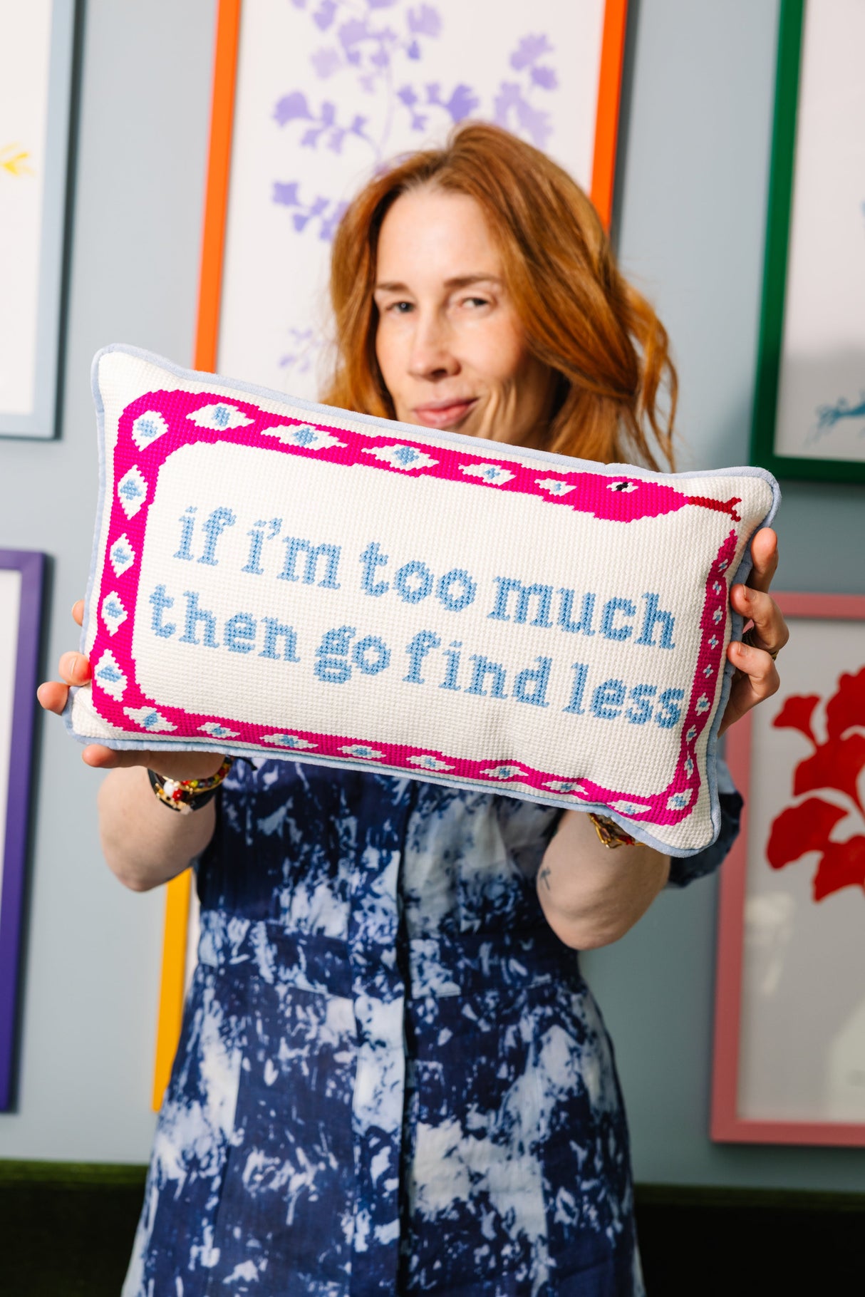 Go Find Less Needlepoint Pillow from Furbish Studio
