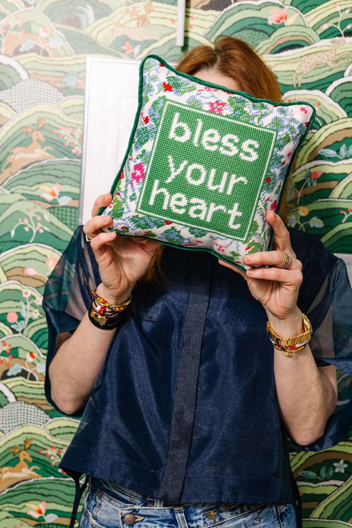 Bless Your Heart Needlepoint Pillow from Furbish Studio