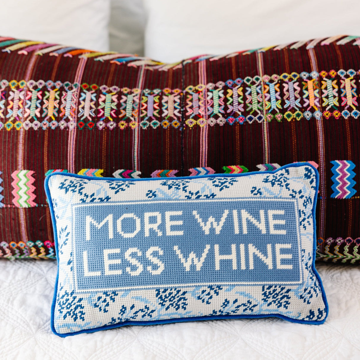 More Wine Needlepoint Pillow from Furbish Studio