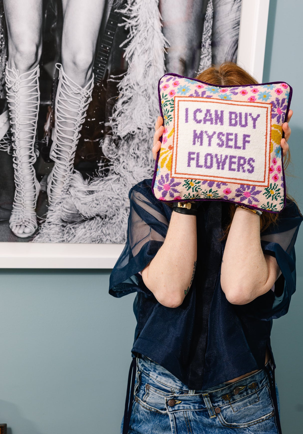 Flowers Needlepoint Pillow from Furbish Studio