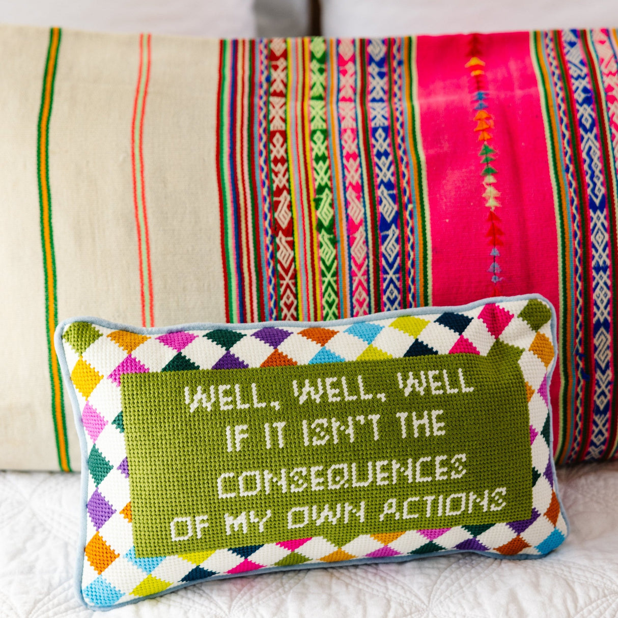 Well Well Well Needlepoint Pillow from Furbish Studio