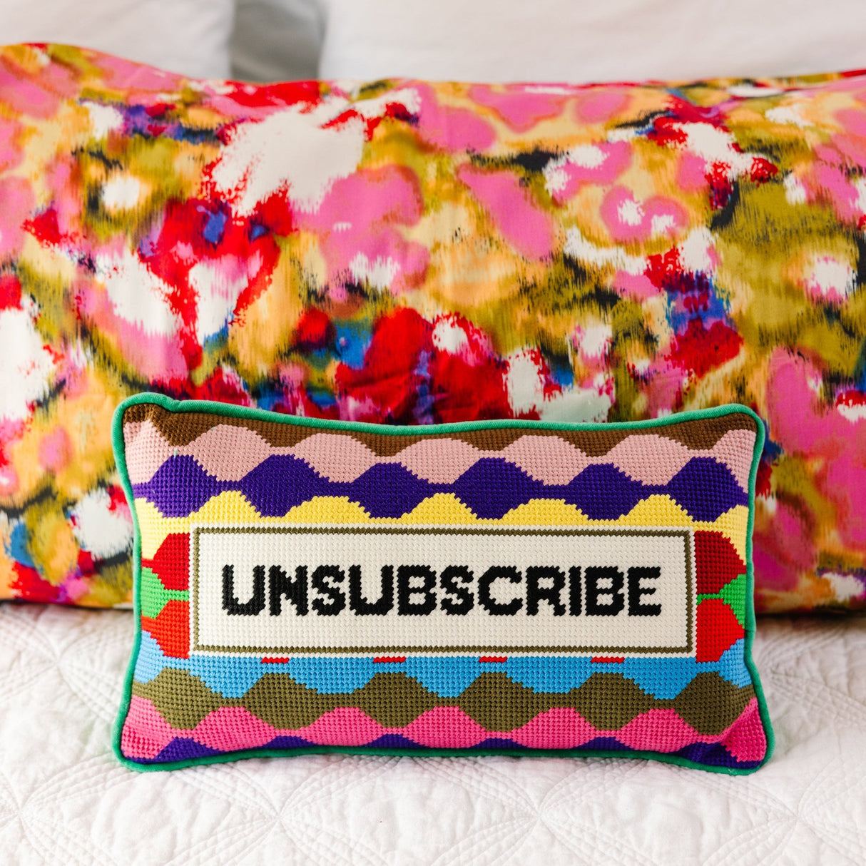 Unsubscribe Needlepoint Pillow from Furbish Studio