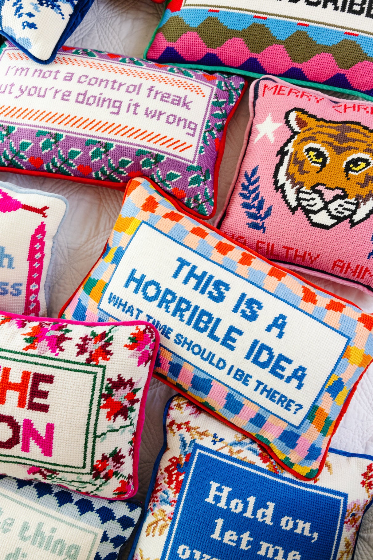 Horrible Idea Needlepoint Pillow from Furbish Studio