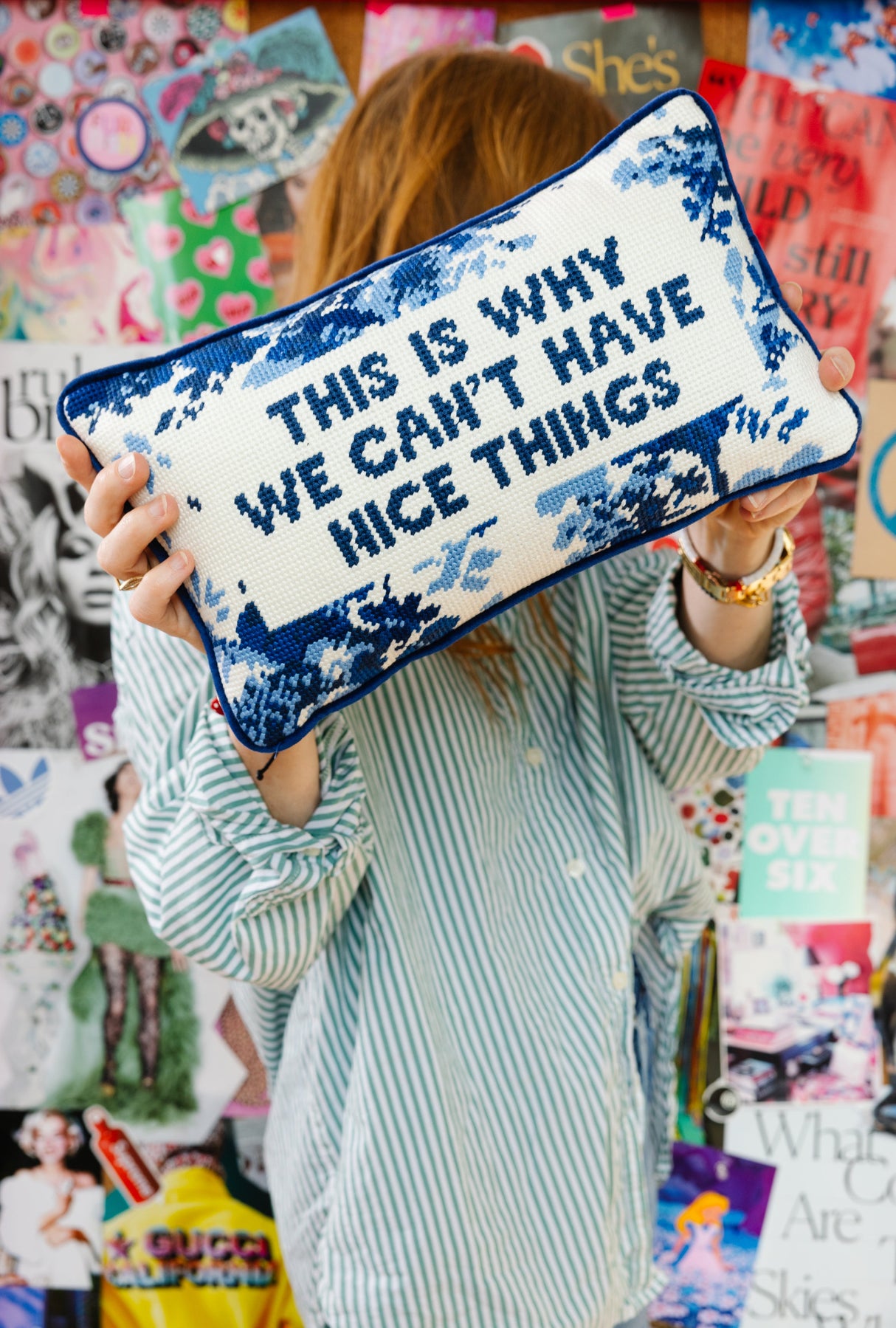 Nice Things Needlepoint Pillow from Furbish Studio