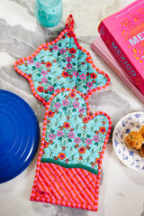 Turquoise Pot Holder & Oven Mitt from Furbish Studio