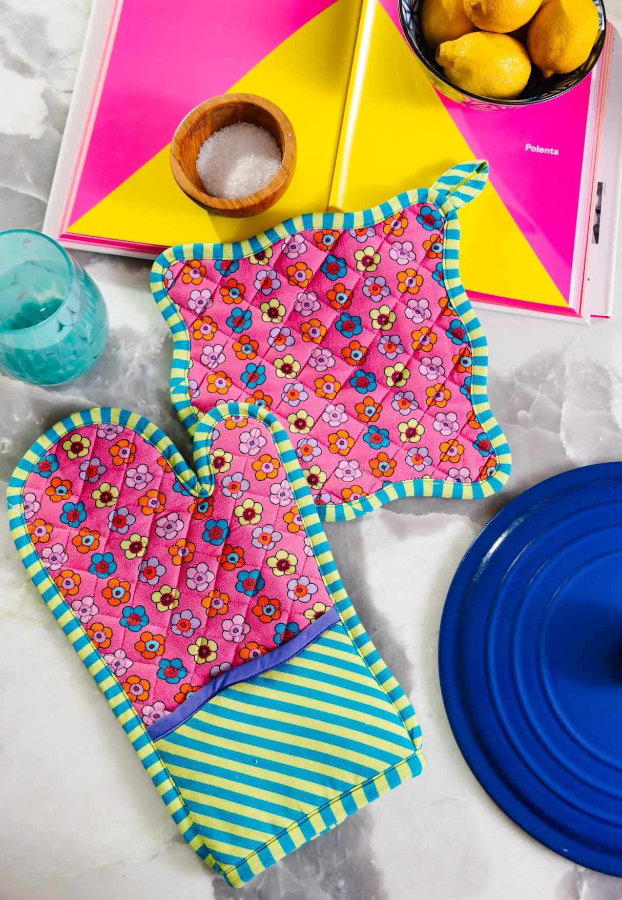 Pink Pot Holder & Oven Mitt from Furbish Studio