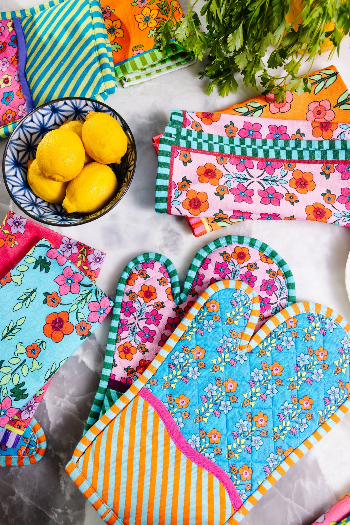 Blue Pot Holder & Oven Mitt from Furbish Studio