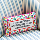 Come Sit By Me Needlepoint Pillow from Furbish Studio