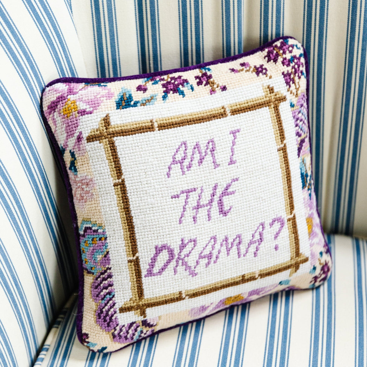 Drama Needlepoint Pillow from Furbish Studio