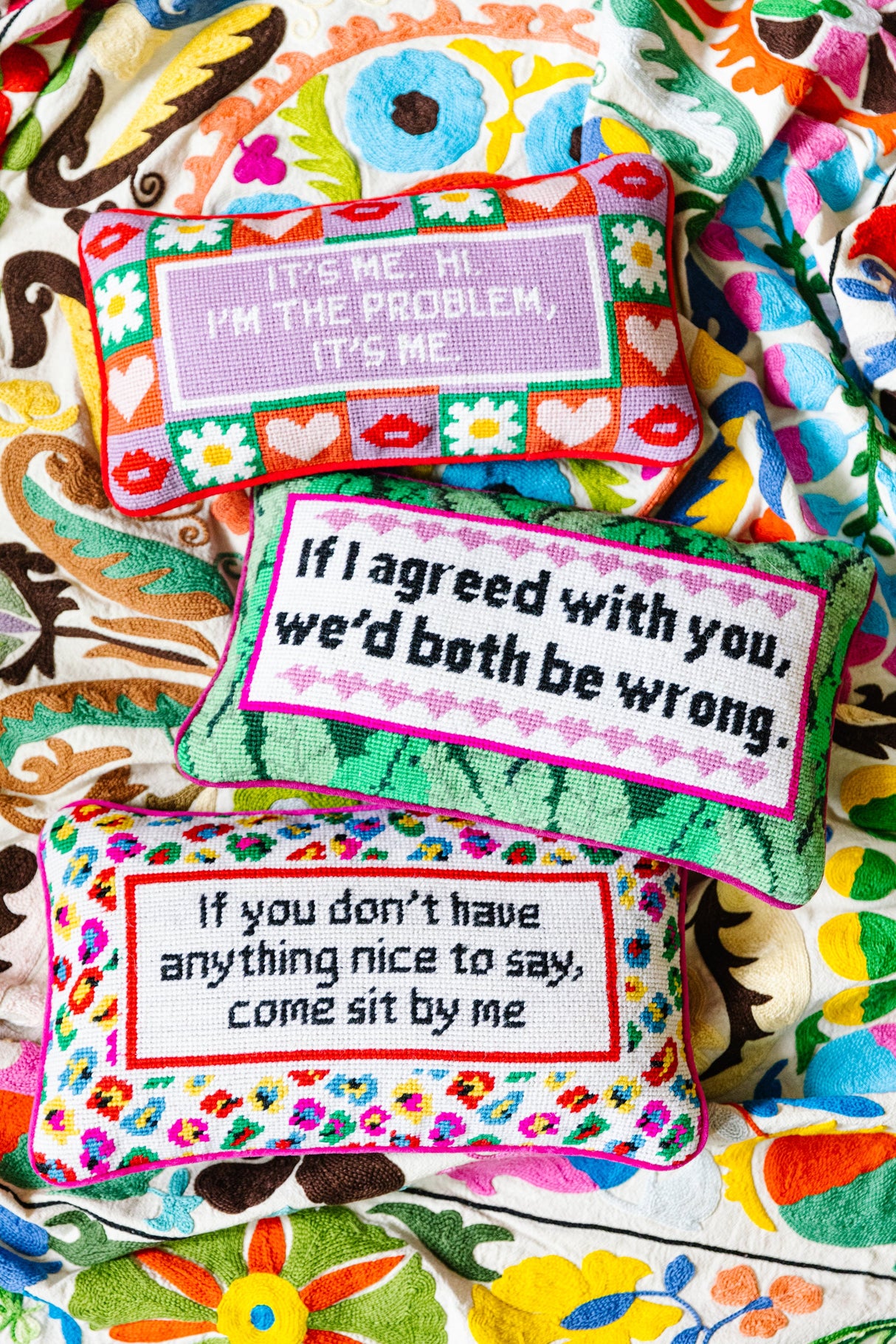 Both Be Wrong Needlepoint Pillow From Furbish Studio