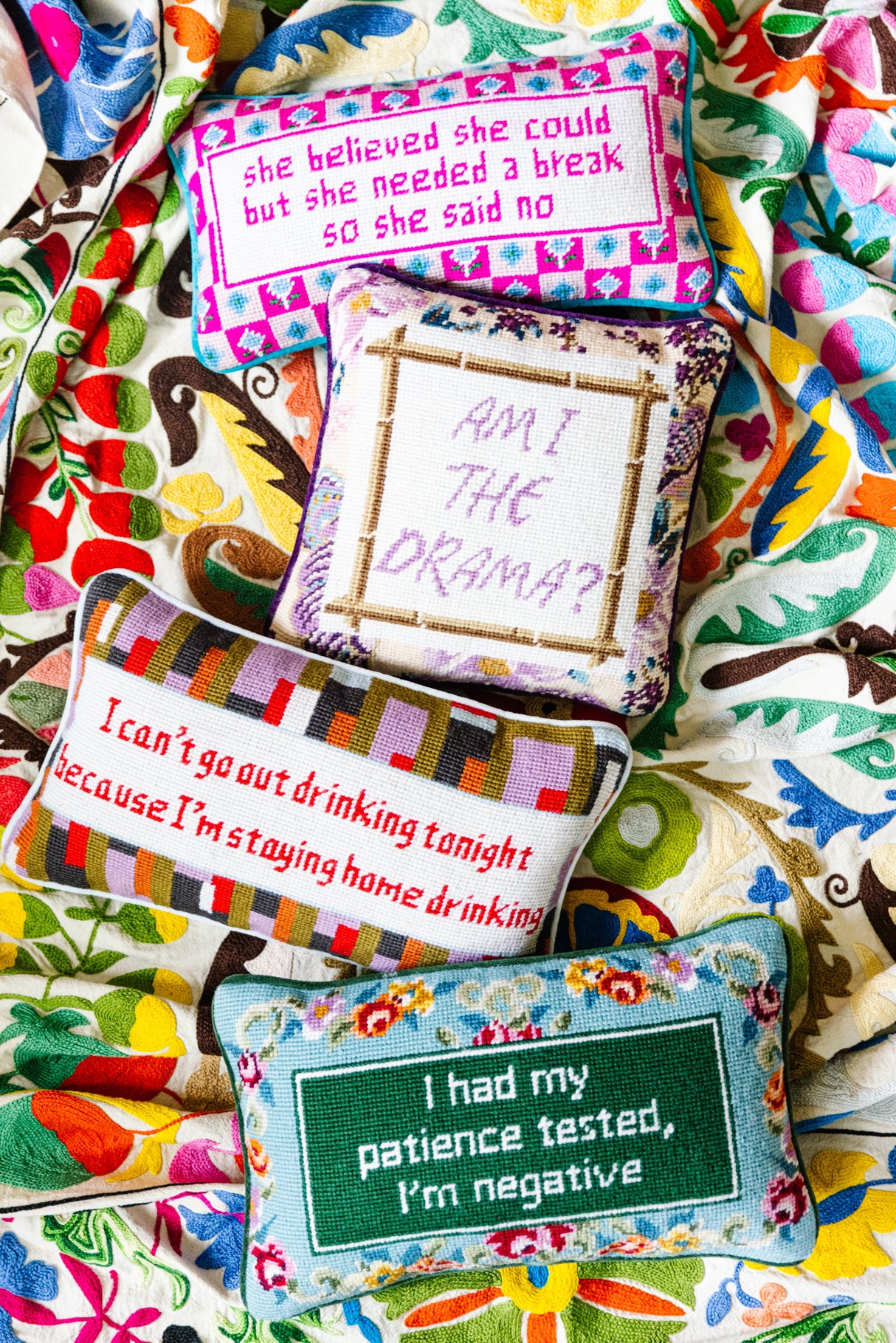 Patience Needlepoint Pillow from Furbish Studio