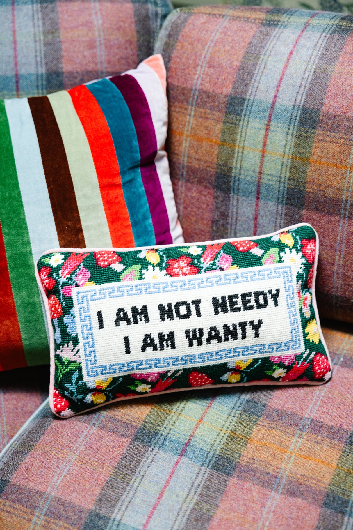 Not Needy Needlepoint Pillow from Furbish Studio