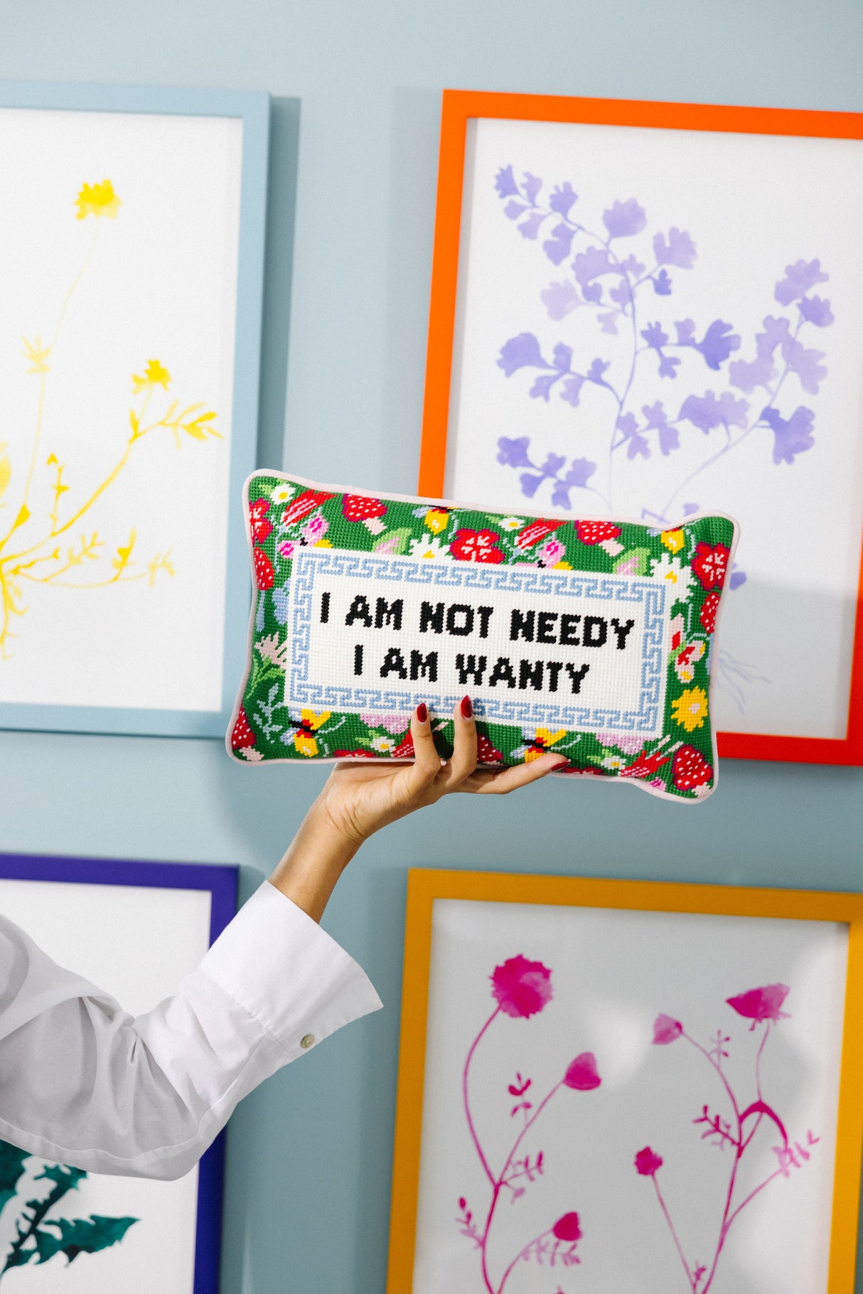 Not Needy Needlepoint Pillow from Furbish Studio