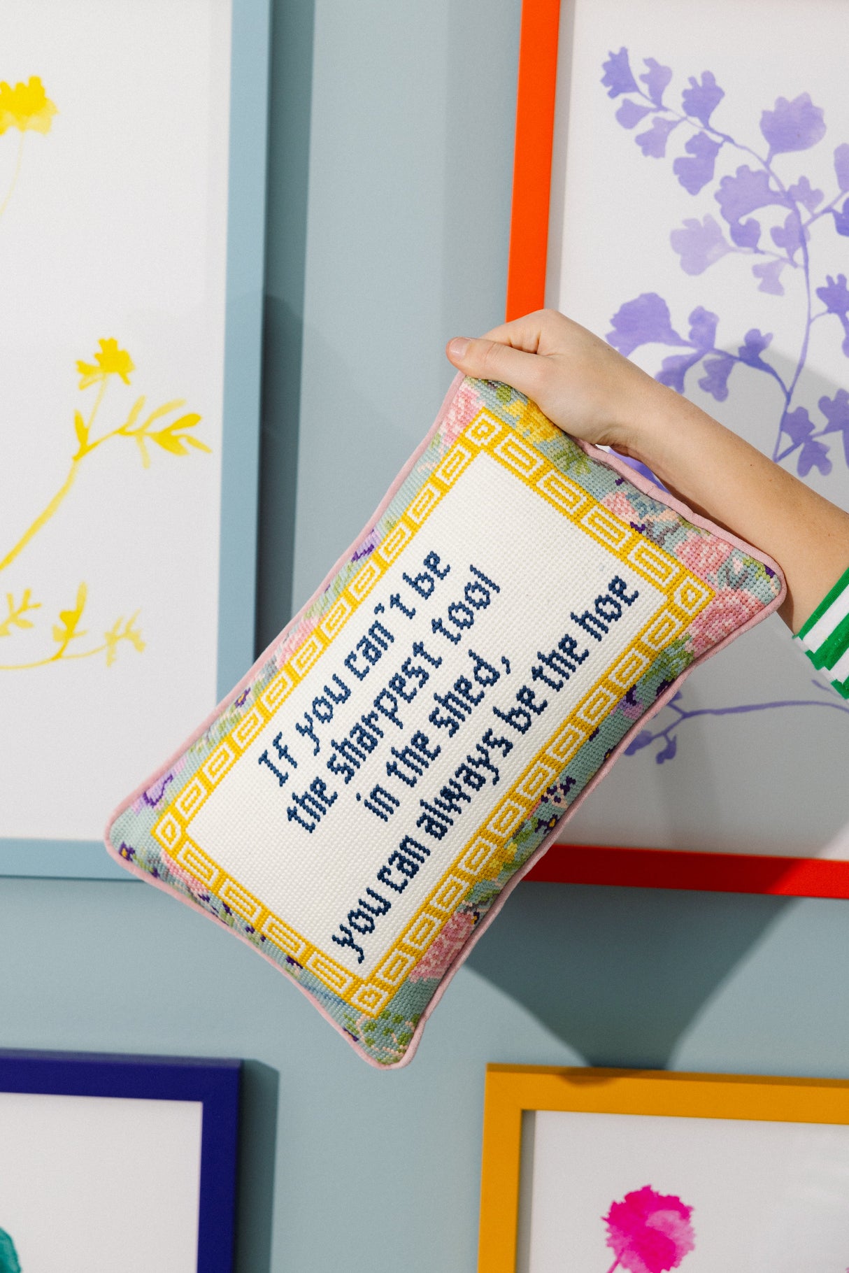 Sharpest Tool Needlepoint Pillow from Furbish Studio