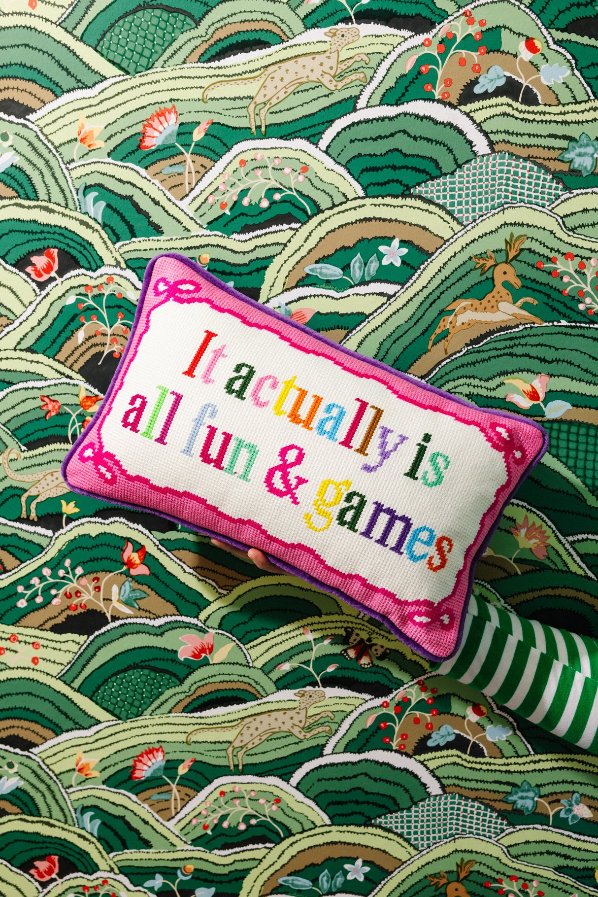 Fun And Games Needlepoint Pillow from Furbish Studio