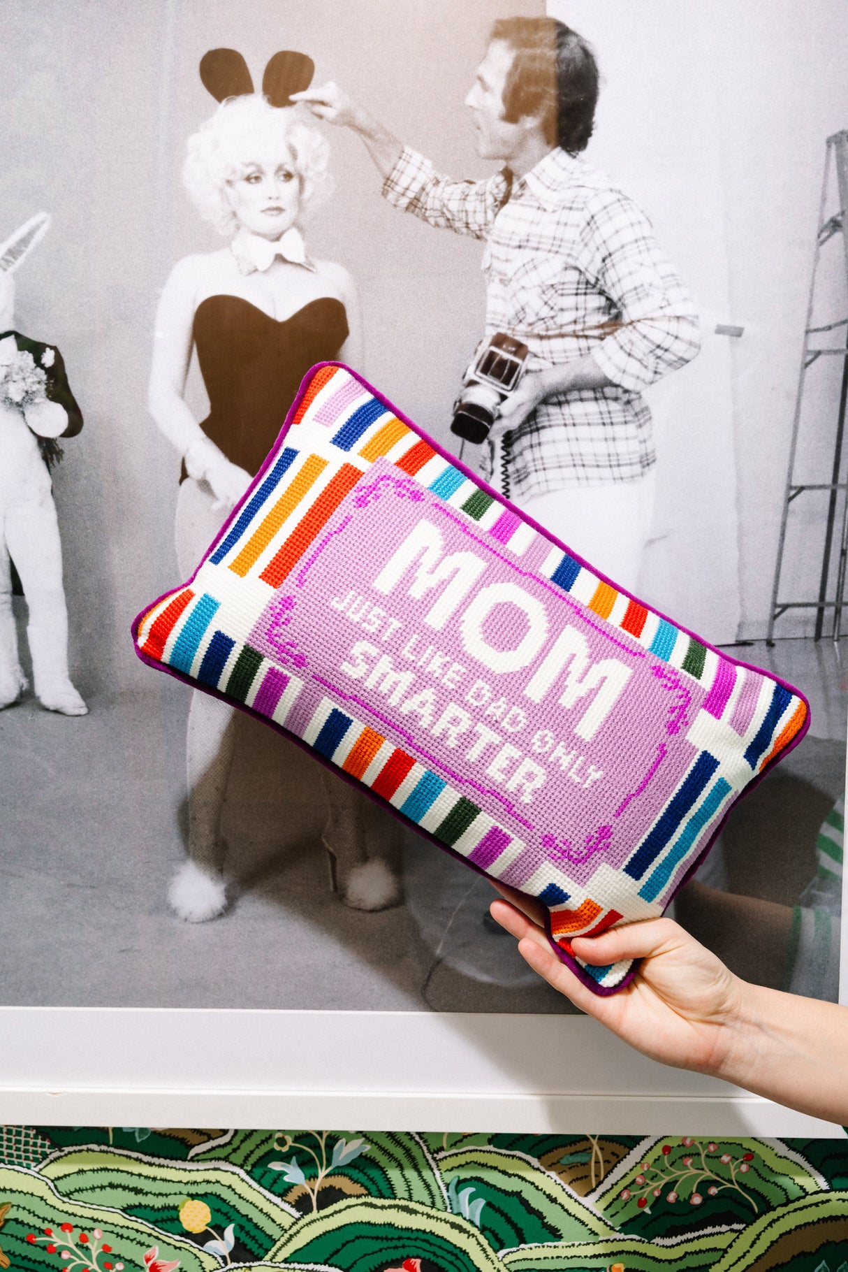 Mom Rules Needlepoint Pillow from Furbish Studio