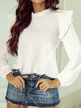 Alluring White Ruffle Blouse from MsDressly