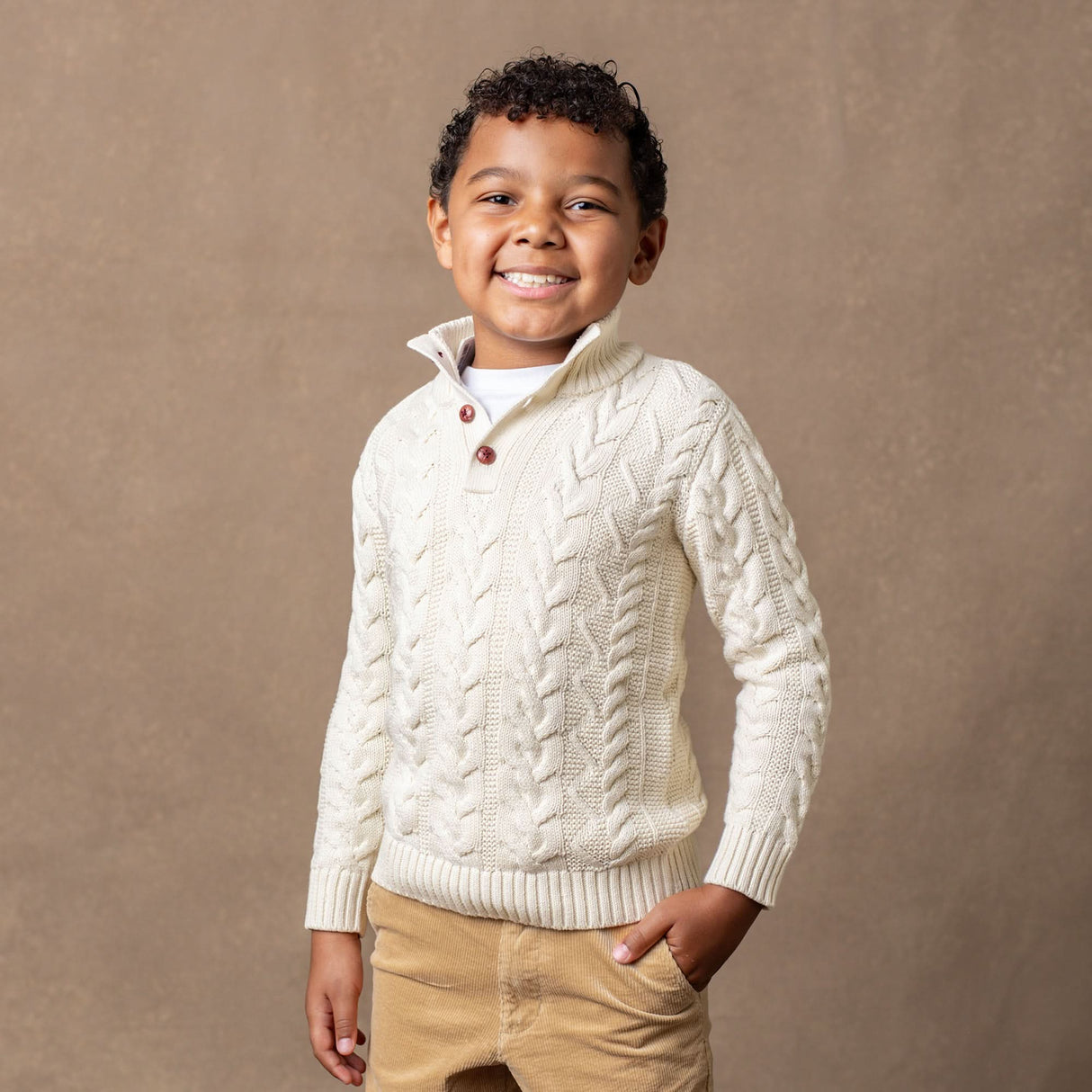 Organic Mock Neck Cable Sweater - Baby from Hope & Henry