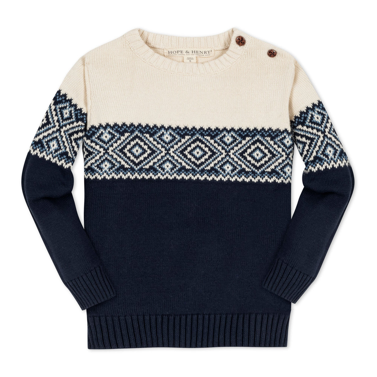 Organic Intarsia Crew Neck Button Sweater - Baby from Hope & Henry