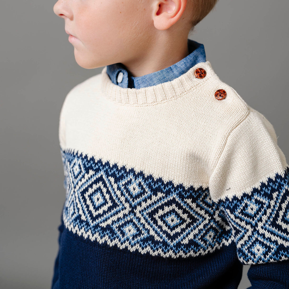 Organic Intarsia Crew Neck Button Sweater - Baby from Hope & Henry